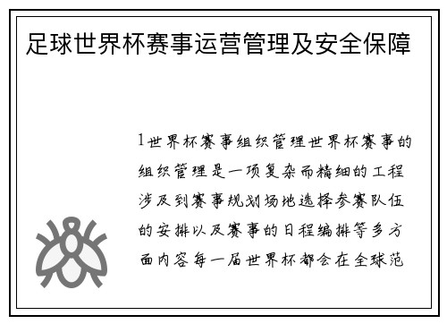 足球世界杯赛事运营管理及安全保障